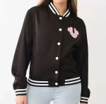 HORSESHOE SATIN VARSITY BOMBER JACKET