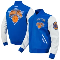 Men's New York Knicks Pro Standard Blue City Edition Wool Varsity Full-Zip Jacket