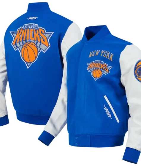 Men's New York Knicks Pro Standard Blue City Edition Wool Varsity Full-Zip Jacket