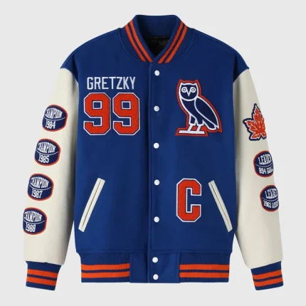 OVO Gretzky The Great One Varsity Jacket Blue