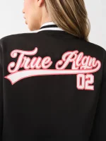True Religion Black Satin Varsity Jacket