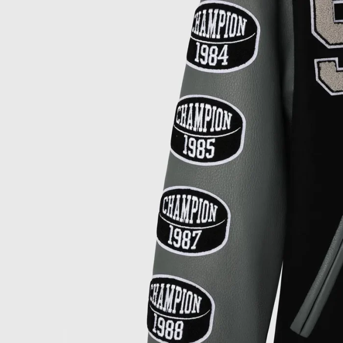 Wayne Gretzky Varsity Full Snap Wool Leather Jacket