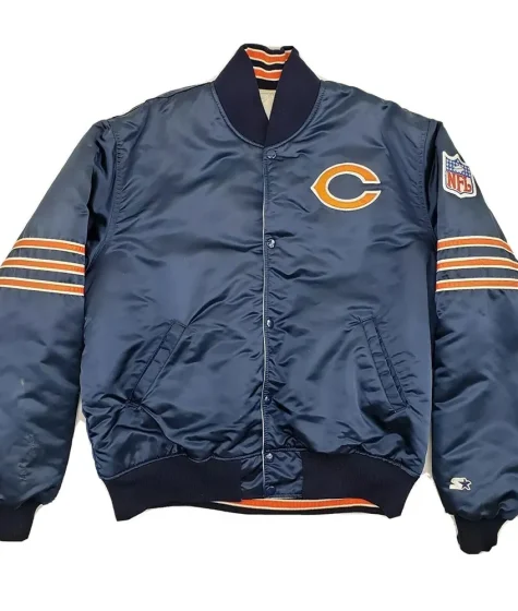 90s Chicago Bears Jacket Navy Blue