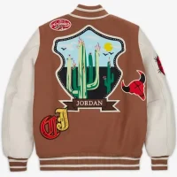 Air Jordan X Travis Scott Varsity Jacket Antique Brown