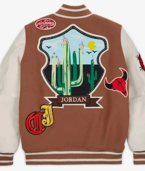 Air Jordan X Travis Scott Varsity Jacket Antique Brown