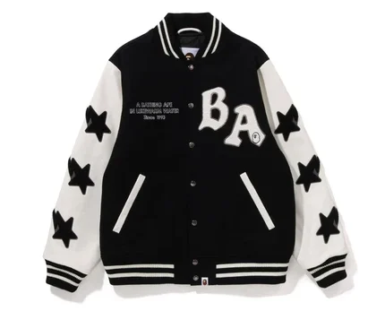 BAPE White Varsity Bomber Jacket