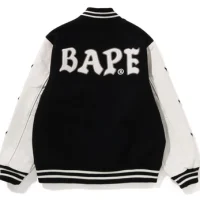BAPE White and black Varsity Bomber Jacket