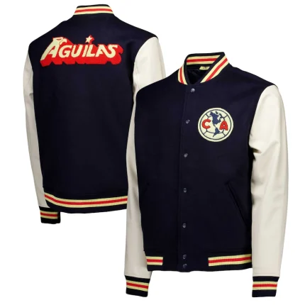 Club America Supporter's Full-Snap Varsity Jacket - Navy