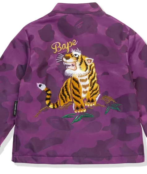 Color Camo Padded Chinese Jacket-Purple
