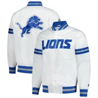 Detroit Lions Scout White Full-Snap Varsity Jacket