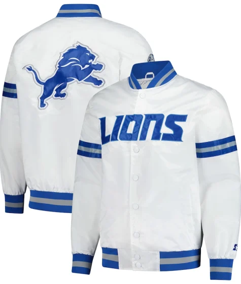 Detroit Lions Scout White Full-Snap Varsity Jacket