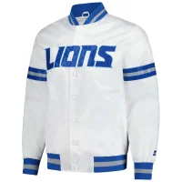 Detroit Lions Scout White Full-Snap Varsity Jacket Mens