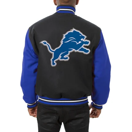 JH Design Black Blue Detroit Lions Big & Tall Wool Full-Snap Jacket