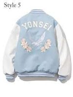 Korea Yonsei University Letterman Jacket Light Blue