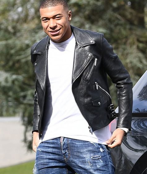 Kylian Mbappe Leather Black Jacket