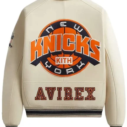 New York Knicks Icon Bomber Leather Jacket For Sale By Kith & Avirex