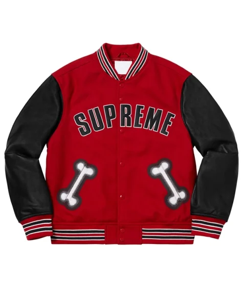 Supreme Bone Varsity Jacket Red