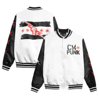 White CM Punk Varsity Jacket