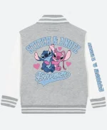 Disney 2025 Lilo And Stitch Cartoon Grey Varsity Jacket
