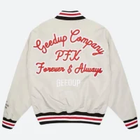 Geedup Company PFK Forever and Always White Bomber Varsity Jacket