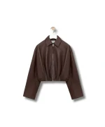 Loewe Draped Brown Leather Jacket