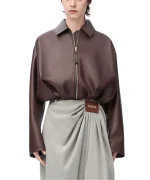 Loewe Draped Leather Brown Jacket