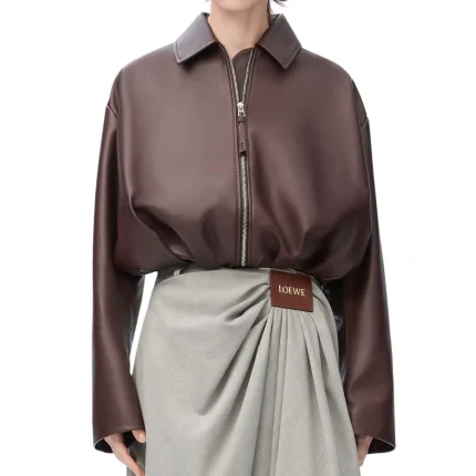 Loewe Draped Leather Brown Jacket