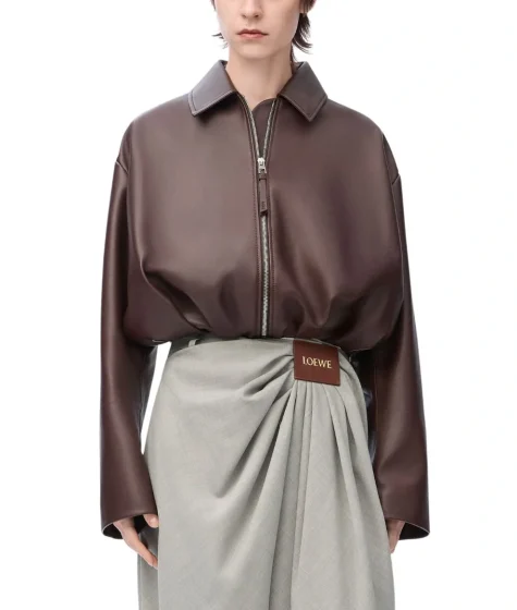 Loewe Draped Leather Brown Jacket