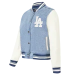 MLB Los Angeles Dodgers Women's Blue Denim Varsity Jacket