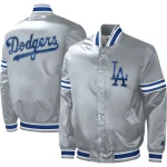 Men's Los Angeles Dodgers Starter Slider Gray Satin Full-Snap Varsity Jacket