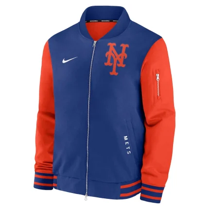 Men's New York Mets Nike Royal Orange Authentic Collection Dugout Full-Zip Bomber Jacket