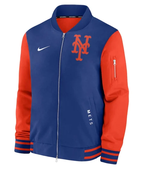 Men's New York Mets Nike Royal Orange Authentic Collection Dugout Full-Zip Bomber Jacket