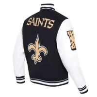 New Orleans Saints Mashup Black and White Varsity Jacket