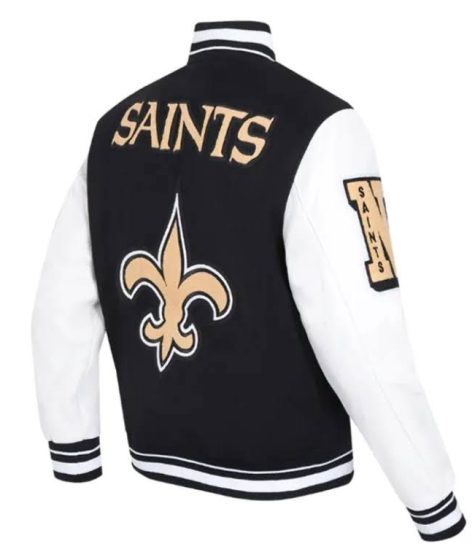 New Orleans Saints Mashup Black and White Varsity Jacket