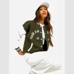 Salt Lake Colour Block Green Varsity Jacket