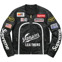 Supreme Leather Star Vanson Jacket-Black