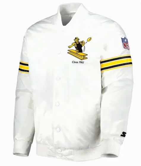 White Pittsburgh Steelers The Power Forward Satin Jacket