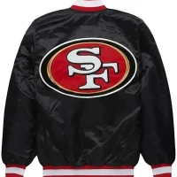 NFL New Style San Francisco 49ers Black Satin Varsity Bomber Jacket 