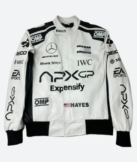 Brad Pitt F1 Black and White Racer Jacket