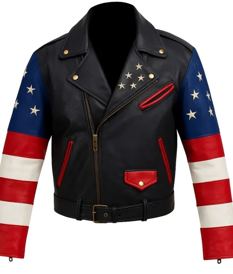 Leather USA Flag Jacket