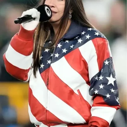 NFL 2025 Jessie G USA Flag Leather Bomber Jacket