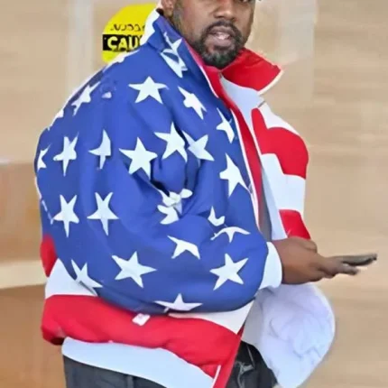 Rapper Kanye West US Flag Bomber Puffer Jacket