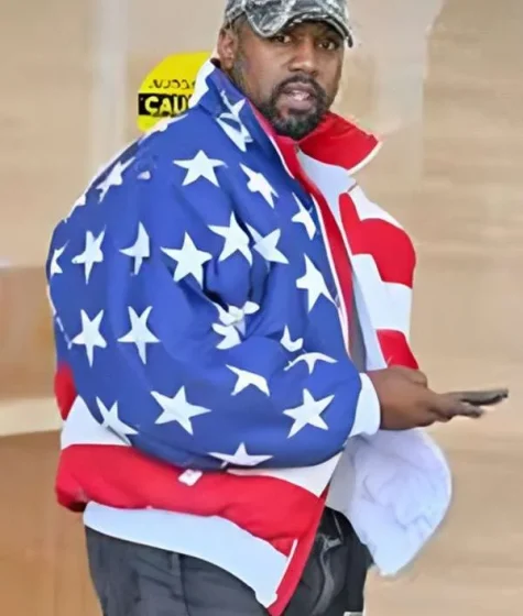 Rapper Kanye West US Flag Bomber Puffer Jacket