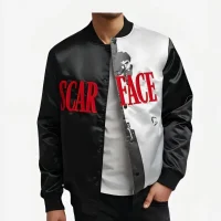 Scarface Split Satin Bomber Jacket