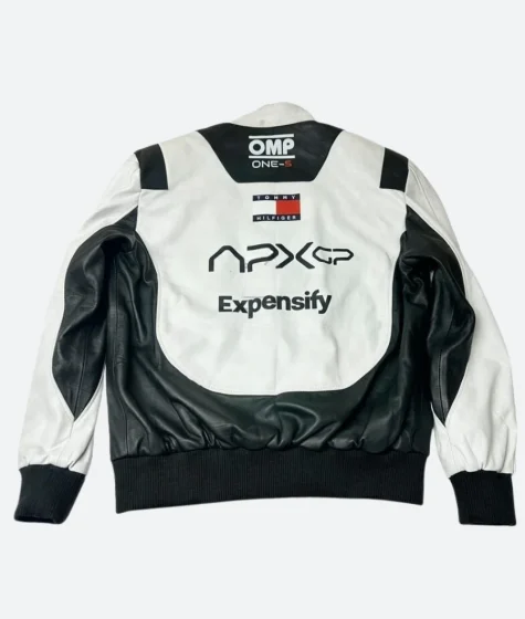 Sonny Hayes Brad Pitt F1 Black and White Leather Bomber Racer Jacket