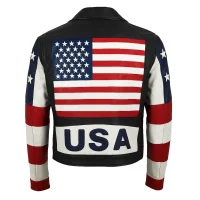 Unisex Leather USA Flag Jacket