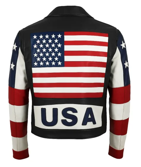 Unisex Leather USA Flag Jacket