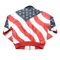 Vintage US Flag Leather Bomber Jacket for Sale