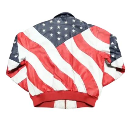 Vintage US Flag Leather Bomber Jacket for Sale