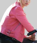 Gigi Hadid Pink Leather Biker Jacket
